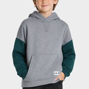 Under Armour Loose Fit Colorblock Hoodie Gray Green Youth Boys Medium